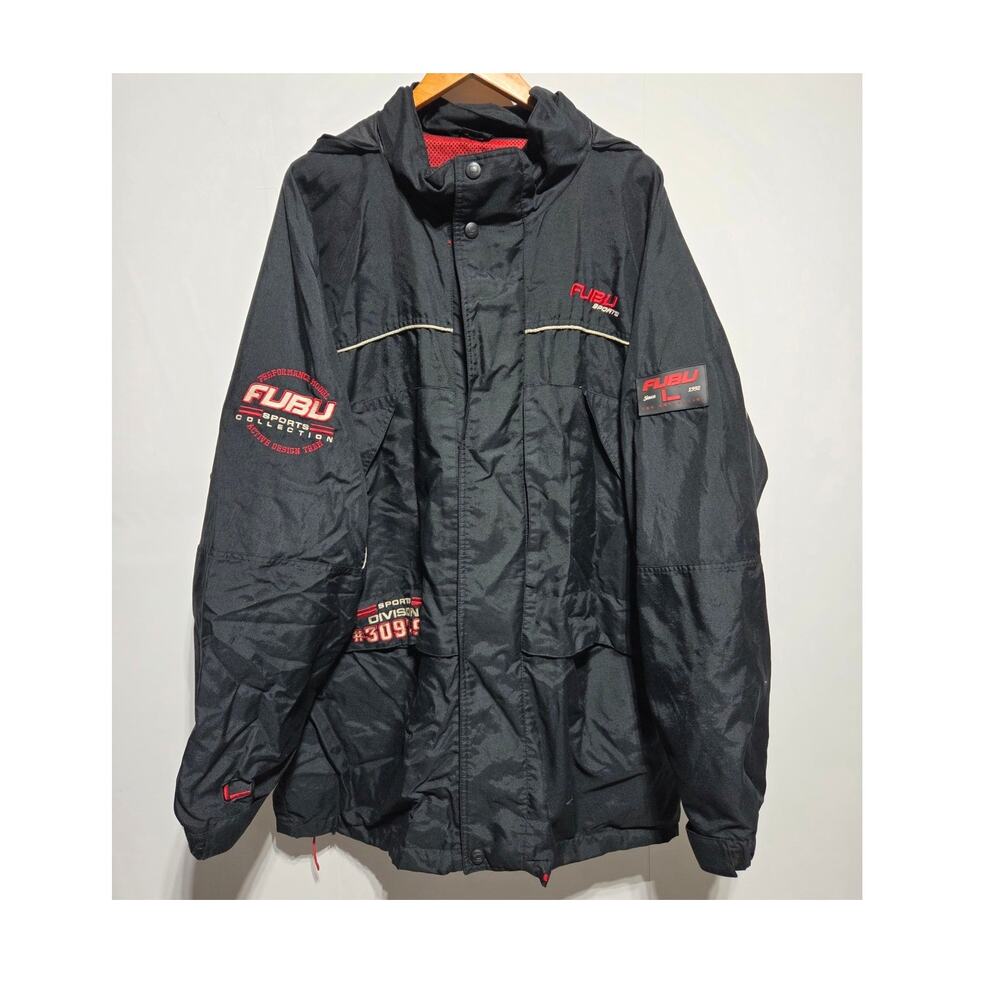FUBU Sports Collection Vintage Hooded Windbreaker Jacket Size 2XL